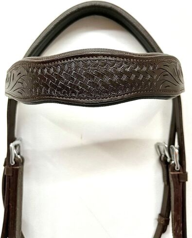 Sidepull Bitless Bridle with Designer Hand Carving On Brow & Noseband Curved Shaped Brown (Full, Cob, Pony) in Saudi Arabia