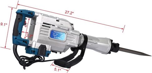 BouPower Demolition Jack Hammer 1700W Sds-Hex 1-1/8 Inch 1900 BPM Heavy Duty Concrete Breaker Demolition Electric Jack Hammer Wood Metal Concrete Pavement Breaker Drills Kit Silver in Saudi Arabia