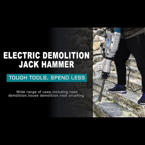 BouPower Demolition Jack Hammer 1700W Sds-Hex 1-1/8 Inch 1900 BPM Heavy Duty Concrete Breaker Demolition Electric Jack Hammer Wood Metal Concrete Pavement Breaker Drills Kit Silver in Saudi Arabia