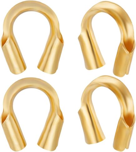 Beebeecraft 1 Box 40Pcs Wire Guard Thread Protector Loop 18K Gold Plated 925 Sterling Silver U Shape Wire Guardians 0.6mm Cable Thread Guard Loops for Earring Necklace Bracelet Jewelry Making Crafts in Saudi Arabia