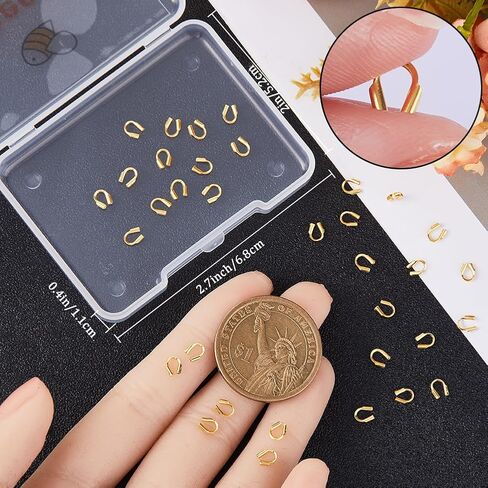 Beebeecraft 1 Box 40Pcs Wire Guard Thread Protector Loop 18K Gold Plated 925 Sterling Silver U Shape Wire Guardians 0.6mm Cable Thread Guard Loops for Earring Necklace Bracelet Jewelry Making Crafts in Saudi Arabia