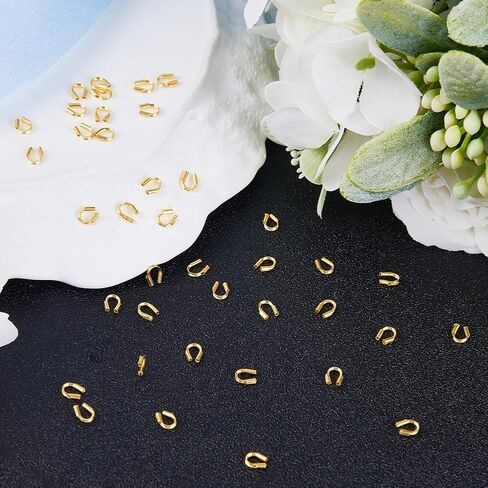 Beebeecraft 1 Box 40Pcs Wire Guard Thread Protector Loop 18K Gold Plated 925 Sterling Silver U Shape Wire Guardians 0.6mm Cable Thread Guard Loops for Earring Necklace Bracelet Jewelry Making Crafts in Saudi Arabia
