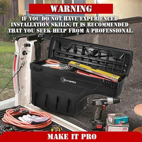 صندوق أدوات سرير الشاحنة KitsPro لجانب السائق فائق التحمل 2017-2024 Ford F-250 F-350 (لا يناسب وصلة العجلة الخامسة)، صندوق أدوات تخزين قابل للدوران مع قفل مجموعة بدون مفتاح in Kuwait