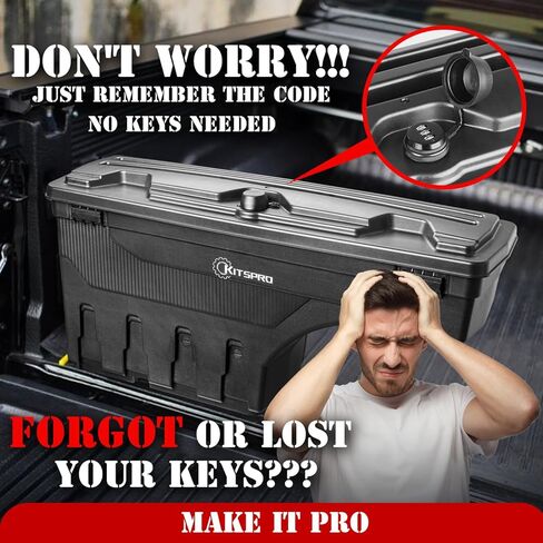 صندوق أدوات سرير الشاحنة KitsPro لجانب السائق فائق التحمل 2017-2024 Ford F-250 F-350 (لا يناسب وصلة العجلة الخامسة)، صندوق أدوات تخزين قابل للدوران مع قفل مجموعة بدون مفتاح in Kuwait