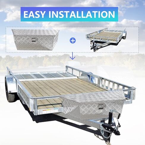 Edicapo 39" x 12" x 16.5" Trailer Tongue Tool Box Heavy Duty Aluminum Trailer Toolbox Organizer Truck Underbody Box with Latch and Keys Compatible with Pick Up Truck Bed RV Trailer ATV Silver in Saudi Arabia