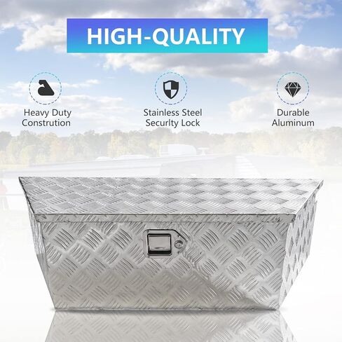Edicapo 39" x 12" x 16.5" Trailer Tongue Tool Box Heavy Duty Aluminum Trailer Toolbox Organizer Truck Underbody Box with Latch and Keys Compatible with Pick Up Truck Bed RV Trailer ATV Silver in Saudi Arabia