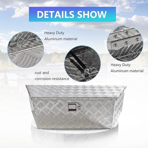Edicapo 39" x 12" x 16.5" Trailer Tongue Tool Box Heavy Duty Aluminum Trailer Toolbox Organizer Truck Underbody Box with Latch and Keys Compatible with Pick Up Truck Bed RV Trailer ATV Silver in Saudi Arabia