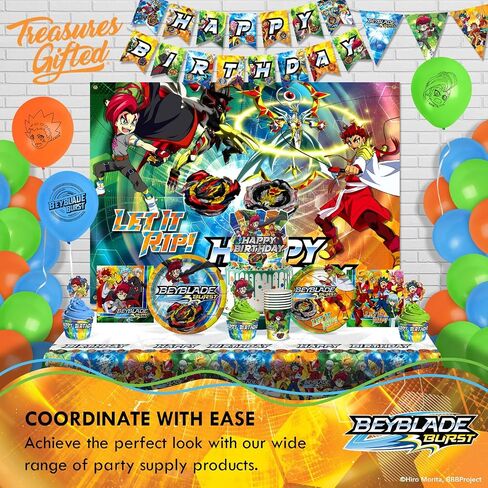 Treasures Gifted Officially Licensed Beyblade Burst Party Supplies - Beyblade Tablecloth - Pack of 2 - Beyblade Table Cover 54in x 108 in - Beyblade Birthday Party Supplies - Beyblade Party Supplies in Saudi Arabia
