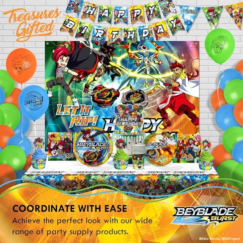 Treasures Gifted Officially Licensed Beyblade Burst Party Supplies - Beyblade Tablecloth - Pack of 2 - Beyblade Table Cover 54in x 108 in - Beyblade Birthday Party Supplies - Beyblade Party Supplies in Saudi Arabia