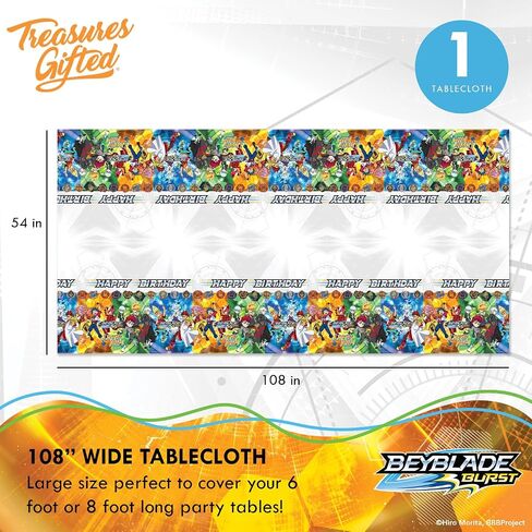Treasures Gifted Officially Licensed Beyblade Burst Party Supplies - Beyblade Tablecloth - Pack of 2 - Beyblade Table Cover 54in x 108 in - Beyblade Birthday Party Supplies - Beyblade Party Supplies in Saudi Arabia