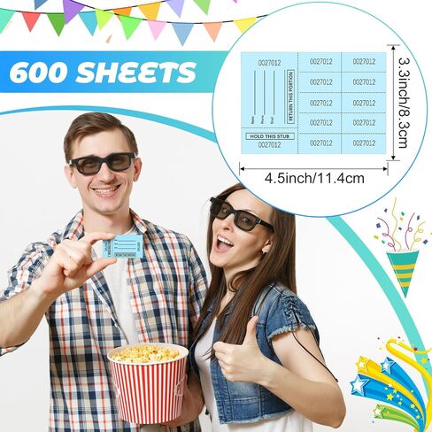 Kosiz 600 Sheet Raffle Ticket Sheet with 10 Bid Numbers Chinese Auction Ticket Unduplicated Basket Raffle Ticket Sheet for Silent Auction Classroom Church Fundraiser Event, 3.3 x 4.5 Inch(Blue) in Saudi Arabia