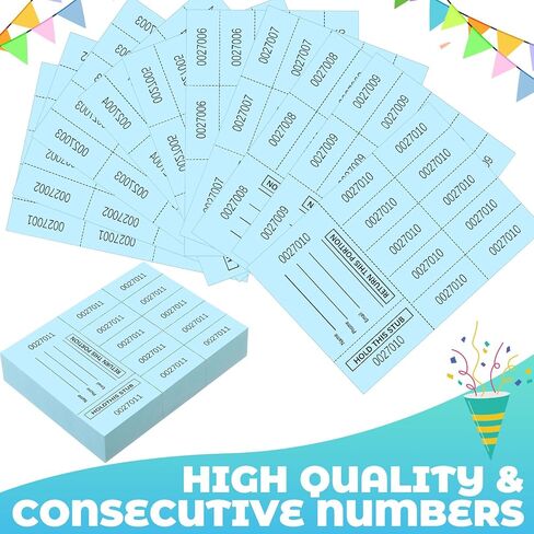 Kosiz 600 Sheet Raffle Ticket Sheet with 10 Bid Numbers Chinese Auction Ticket Unduplicated Basket Raffle Ticket Sheet for Silent Auction Classroom Church Fundraiser Event, 3.3 x 4.5 Inch(Blue) in Saudi Arabia