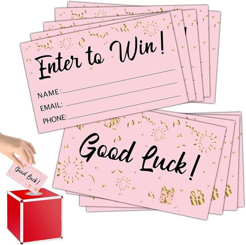 300pcs Enter to Win Raffle Tickets Cards, 3.5"x2" Entry Form Cards with Name Email and Phone Number for Events Contests, Ballots Box,Carnivals,Raffle Drum,Auction,Drawings,Fund Raisers(Pink) in Saudi Arabia