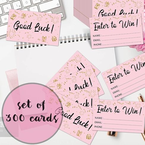 300pcs Enter to Win Raffle Tickets Cards, 3.5"x2" Entry Form Cards with Name Email and Phone Number for Events Contests, Ballots Box,Carnivals,Raffle Drum,Auction,Drawings,Fund Raisers(Pink) in Saudi Arabia