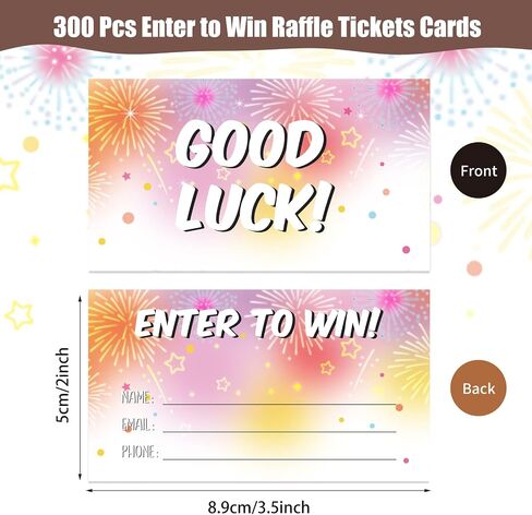 300 Pcs Colorful Enter to Win Raffle Tickets Cards 3.5 x 2 Inch Entry Form Ticket Cards for Contest, Auction, Raffles, Ballot Box with Space for Name, Email Address Phone Number Fields (300) in Saudi Arabia