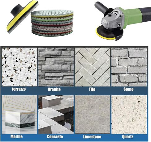 Wet Diamond Polishing Pads Set 10pcs,BeQell 4 Inch Polishing Kit for Granite Stone Quartz Marble Floor Grinder or Polisher, 50#-6000# Grit Pads with Hook & Loop Backing Holder Pads for Wet Polisher in Kuwait