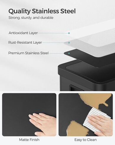 SONGMICS Motion Sensor Trash Can, 18-Gallon (68L) Automatic Kitchen Garbage Can with Stay-Open Lid, Soft Close, Stainless Steel, 15 Trash Bags Included, Ink Black ULTB630B68 in Saudi Arabia