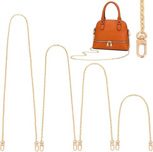 MELORDY 4pcs Flat Purse Chain Iron Replacement Shoulder Crossbody Strap Bag Link Chains with Metal Buckles, 15.7/23.6/31.5/47.2 Inch (Gold) in Saudi Arabia
