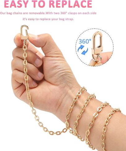 MELORDY 4pcs Flat Purse Chain Iron Replacement Shoulder Crossbody Strap Bag Link Chains with Metal Buckles, 15.7/23.6/31.5/47.2 Inch (Gold) in Saudi Arabia