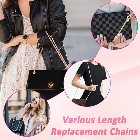 MELORDY 4pcs Flat Purse Chain Iron Replacement Shoulder Crossbody Strap Bag Link Chains with Metal Buckles, 15.7/23.6/31.5/47.2 Inch (Gold) in Saudi Arabia