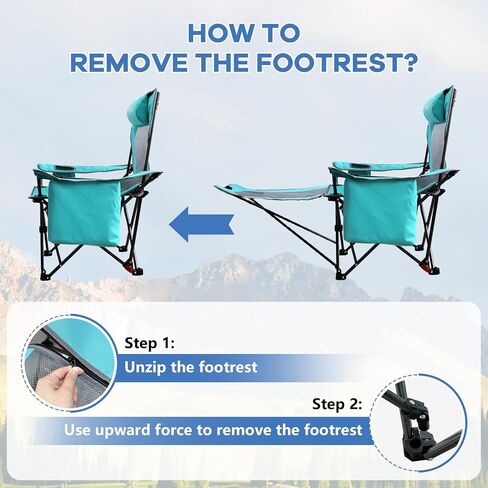 كرسي تخييم قابل للاستلقاء من POEPORE بأربعة أوضاع مع مسند للقدمين مريح للبالغين 265 رطلًا قابل للطي كرسي شاطئ شبكي مع حقيبة تبريد وحامل أكواب للفناء الخارجي in Kuwait