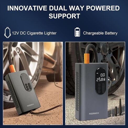 منفاخ إطارات من فيرنيش، ضاغط هواء محمول، ملحقات السيارة، مقياس ضغط الإطارات (150 رطل لكل بوصة مربعة، 2X أسرع) مع شاشة عرض، مضخة دراجة، مضخة هواء المطاطية، مناسب للسيارات والدراجة والكرة والدراجات النارية in Kuwait