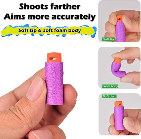 Lififun 200 قطعة من السهام الناعمة بنصف الطول متوافقة مع منطقة رمي السهام والمغامرة ونيرف والعامل - لقاذفات السهام الرغوية وأطراف مسدسات الألعاب 14+ in Kuwait