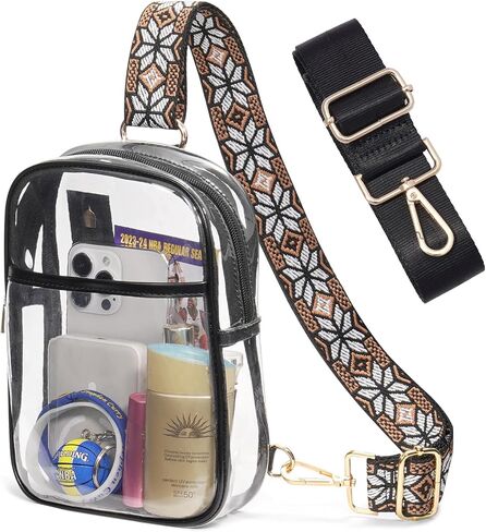 QOECI Clear Bag for Stadium Events Clear Sling Bag Backpack Clear Fanny Pack Stadium Approved Clear Crossbody Purses Transparent Chest Bag for Women Men with 2 Adjustable Removable Straps in Saudi Arabia