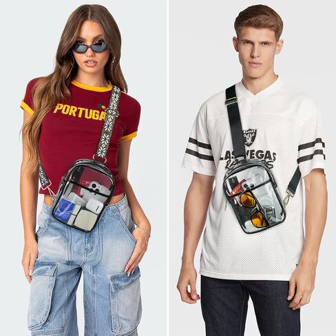 QOECI Clear Bag for Stadium Events Clear Sling Bag Backpack Clear Fanny Pack Stadium Approved Clear Crossbody Purses Transparent Chest Bag for Women Men with 2 Adjustable Removable Straps in Saudi Arabia