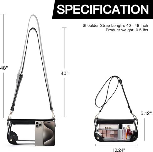 Telena Clear Purses for Women Stadium Crossbody Clear Bag for Stadium Events for Concert Festival with Adjustable Strap in Saudi Arabia
