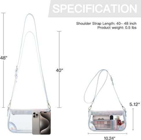 Telena Clear Purses for Women Stadium Crossbody Clear Bag for Stadium Events for Concert Festival with Adjustable Strap in Saudi Arabia
