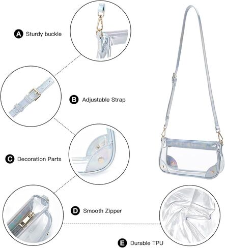 Telena Clear Purses for Women Stadium Crossbody Clear Bag for Stadium Events for Concert Festival with Adjustable Strap in Saudi Arabia