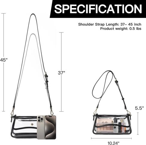 Telena Clear Purses for Women Stadium Crossbody Clear Bag for Stadium Events for Concert Festival with Adjustable Strap in Kuwait
