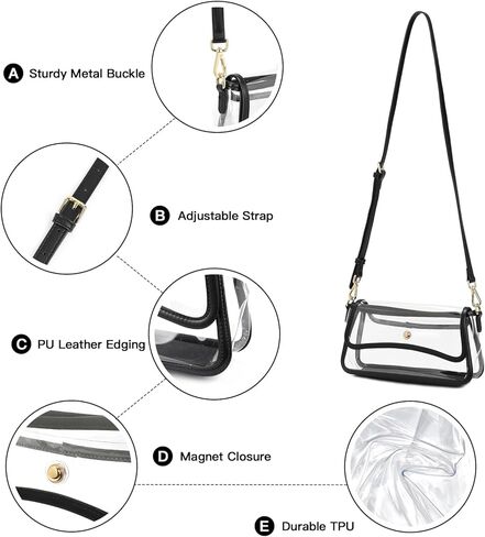 Telena Clear Purses for Women Stadium Crossbody Clear Bag for Stadium Events for Concert Festival with Adjustable Strap in Kuwait