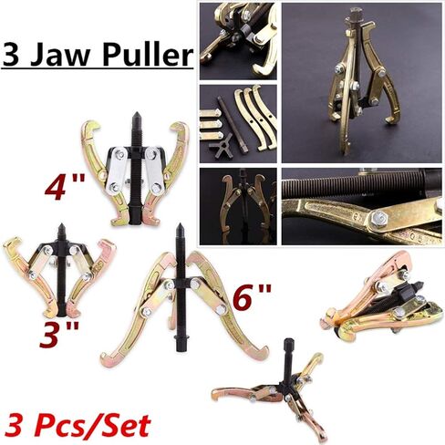 3 Jaws Puller 3inch 4inch 6inch Heavy Duty, Hub Bearing Puller Set, Car Van Wheel Gear Pulleys Remover Kit Tool for Slide Gears Pulleys and Flywheels in Saudi Arabia
