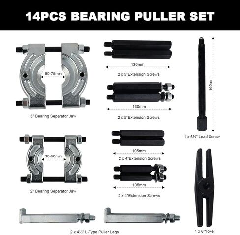 أداة سحب فاصل المحمل 14P من AUTOJARE، سعة 5 طن للخدمة الشاقة، 2 بوصة و3 بوصة مجموعة إزالة محور العجلة الفكية والترس in Kuwait