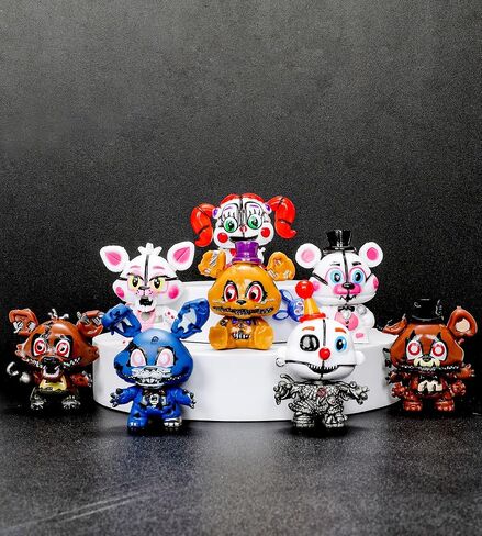 Five Night Game Figurines Toys - 8PCS Cute 5 Nights Figures Toys with 50PCS Sticker Inspired by The Game Five Night Figures - Ornaments for Birthday Party Cake Decorating Supplies in Saudi Arabia