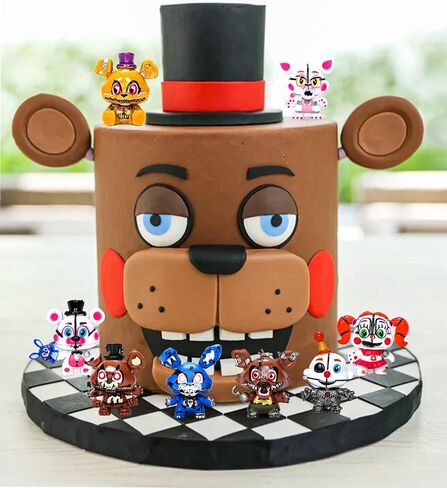 Five Night Game Figurines Toys - 8PCS Cute 5 Nights Figures Toys with 50PCS Sticker Inspired by The Game Five Night Figures - Ornaments for Birthday Party Cake Decorating Supplies in Saudi Arabia