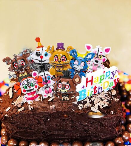 Five Night Game Figurines Toys - 8PCS Cute 5 Nights Figures Toys with 50PCS Sticker Inspired by The Game Five Night Figures - Ornaments for Birthday Party Cake Decorating Supplies in Saudi Arabia
