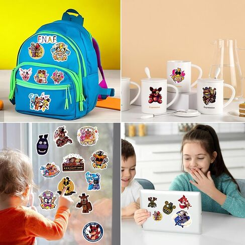 Five Night Game Figurines Toys - 8PCS Cute 5 Nights Figures Toys with 50PCS Sticker Inspired by The Game Five Night Figures - Ornaments for Birthday Party Cake Decorating Supplies in Saudi Arabia