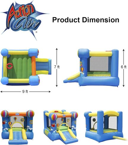 ACTION AIR Bounce House، منطاد الهواء الساخن القابل للنفخ مع منفاخ هواء، قلعة القفز النطاطة مع شريحة للاستخدام الخارجي والداخلي، حب للأطفال in Kuwait