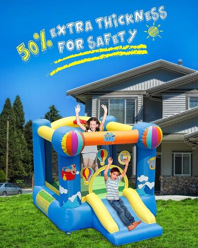ACTION AIR Bounce House، منطاد الهواء الساخن القابل للنفخ مع منفاخ هواء، قلعة القفز النطاطة مع شريحة للاستخدام الخارجي والداخلي، حب للأطفال in Kuwait