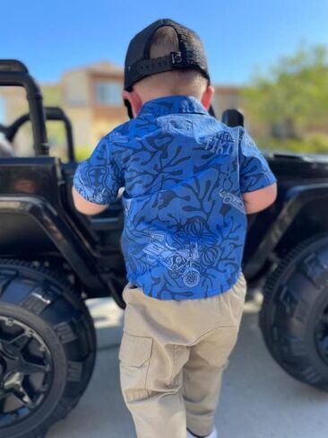 LAPG Toddler Short Sleeve Button Up Shirt, Toddler Hawaiian Shirt, Button Up Shirt for Toddlers in Saudi Arabia