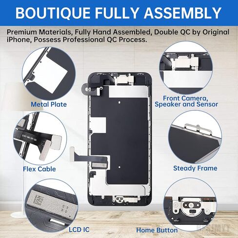 BESJMYT for iPhone 8 Plus Screen Replacement 5.5" Black with Home Button Repair Kit, 3D Touch LCD Display Digitizer Full Assembly with Glass Front Camera Speaker Sensor, Fix Tools A1864 A1897 A1898 in Saudi Arabia