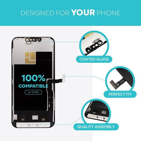 قطعة بديلة لشاشة LCD الخلوية من Ace Tech لهاتف iPhone 13 Pro (A2483، A2636، A2639، A2640، A2638) مجموعة إطار رقمي لشاشة تعمل باللمس مقاس 6.1 بوصة مع مجموعة إصلاح in Kuwait