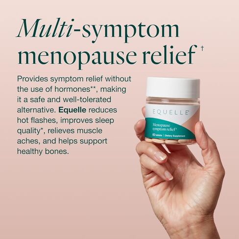 EQUELLE Multi-Symptom Menopause Relief Supplement for Women, Plant-Based S-Equol, Non-Hormonal & Non-Prescription, Fewer Hot Flashes, More Sleep, Relieves Muscle Aches, 60 Tablets in Saudi Arabia