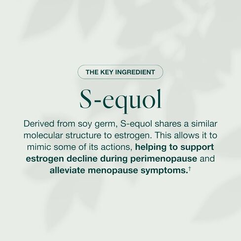 EQUELLE Multi-Symptom Menopause Relief Supplement for Women, Plant-Based S-Equol, Non-Hormonal & Non-Prescription, Fewer Hot Flashes, More Sleep, Relieves Muscle Aches, 60 Tablets in Saudi Arabia