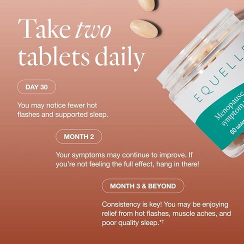 EQUELLE Multi-Symptom Menopause Relief Supplement for Women, Plant-Based S-Equol, Non-Hormonal & Non-Prescription, Fewer Hot Flashes, More Sleep, Relieves Muscle Aches, 60 Tablets in Saudi Arabia