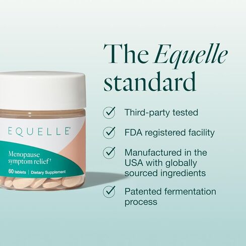 EQUELLE Multi-Symptom Menopause Relief Supplement for Women, Plant-Based S-Equol, Non-Hormonal & Non-Prescription, Fewer Hot Flashes, More Sleep, Relieves Muscle Aches, 60 Tablets in Saudi Arabia