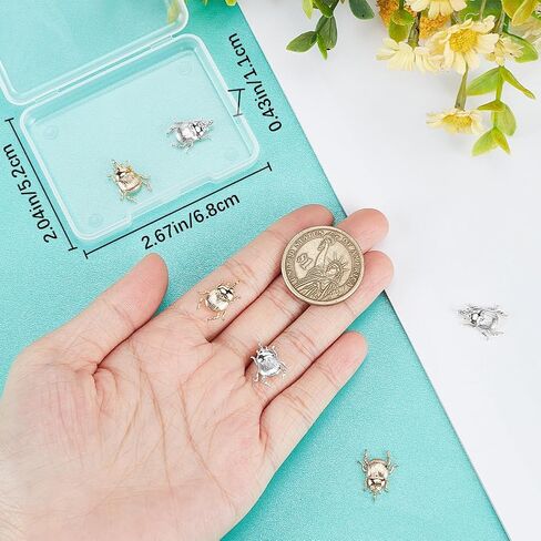 Beebeecraft 1 Box 10Pcs Insect Charms 18K Gold Plated Animal Theme Antique Flying Beetle Charms Pendants Craft Supplies for DIY Jewelry Making Hole: 1.6mm in Saudi Arabia